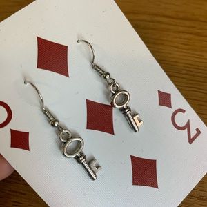 Small Silver Key Earrings